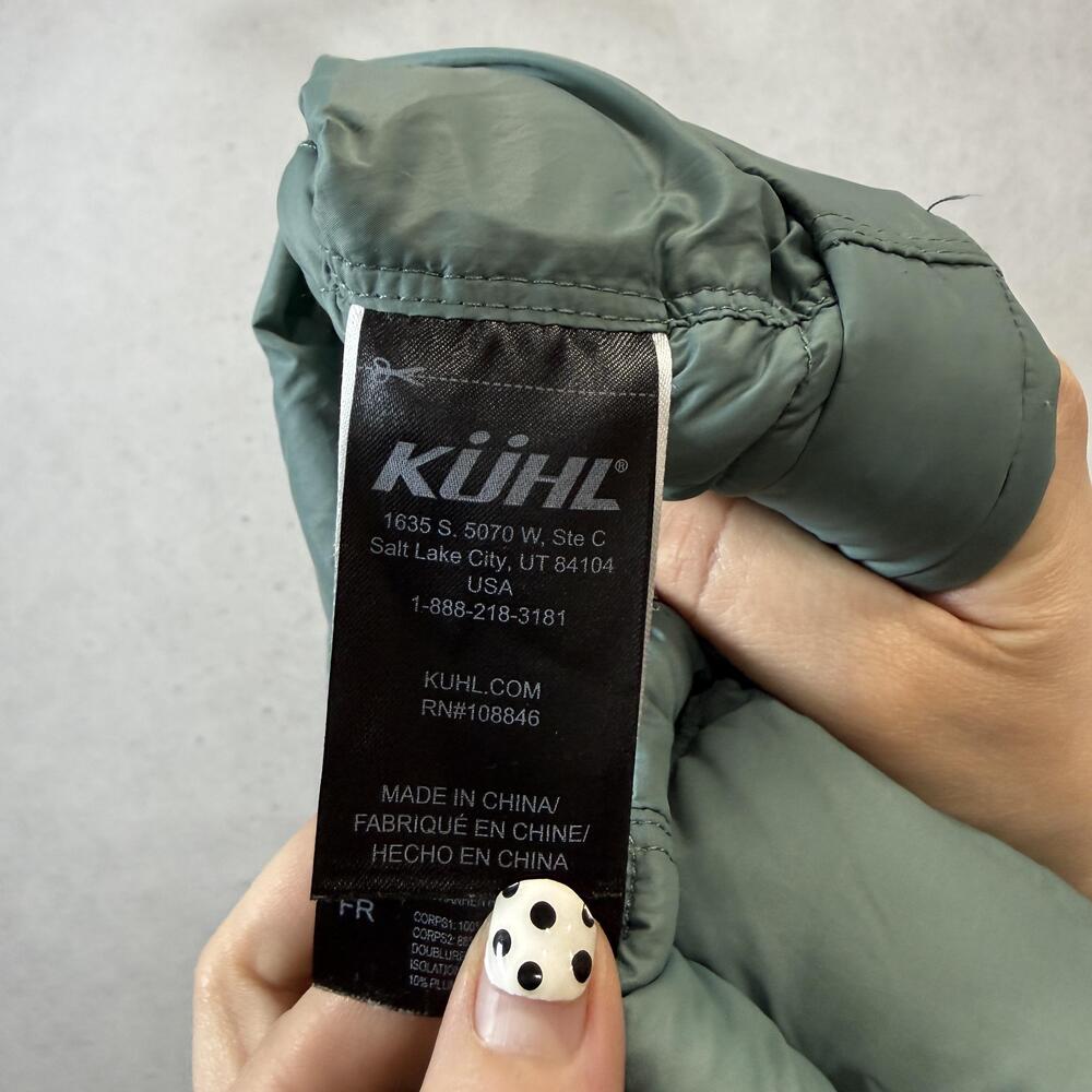 Kuhl Coat Womens XL Green Hooded Down Puffer Quilted Long Parka Lightweight - Picture 9 of 13